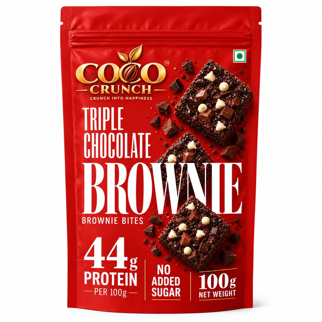 Triple Chocolate • 44g Protein • Sugar Free High Protein Brownies Bites • 100g