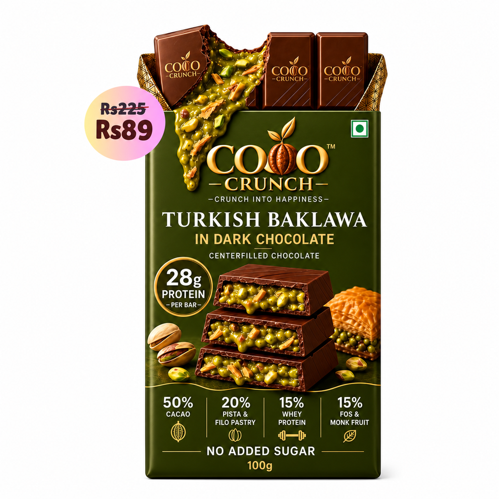 Turkish Baklava • 28g Protein • Sugar Free Center-Filled Chocolate Bar • 100g
