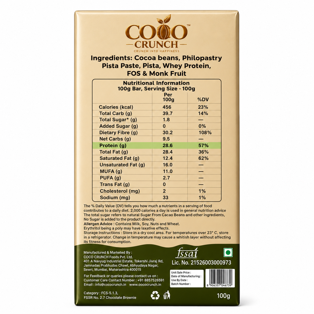 Turkish Baklava • 28g Protein • Sugar Free Center-Filled Chocolate Bar • 100g